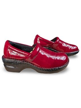 BOC Womens Red And Black Faux Leather Mules Clogs Size 6 Slip-on Shoes